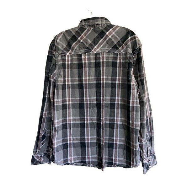 BKE Garrison Shirt Pearl Snap Long Sleeve Plaid Relaxed Fit Western Men's Medium - Picture 3 of 7
